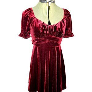 Juniors vintage whimsical renaissance princes high waisted burgundy velvet midi